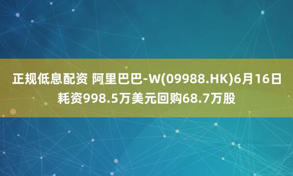 正规低息配资 阿里巴巴-W(09988.HK)6月16日耗资998.5万美元回购68.7万股