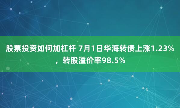 股票投资如何加杠杆 7月1日华海转债上涨1.23%，转股溢价率98.5%